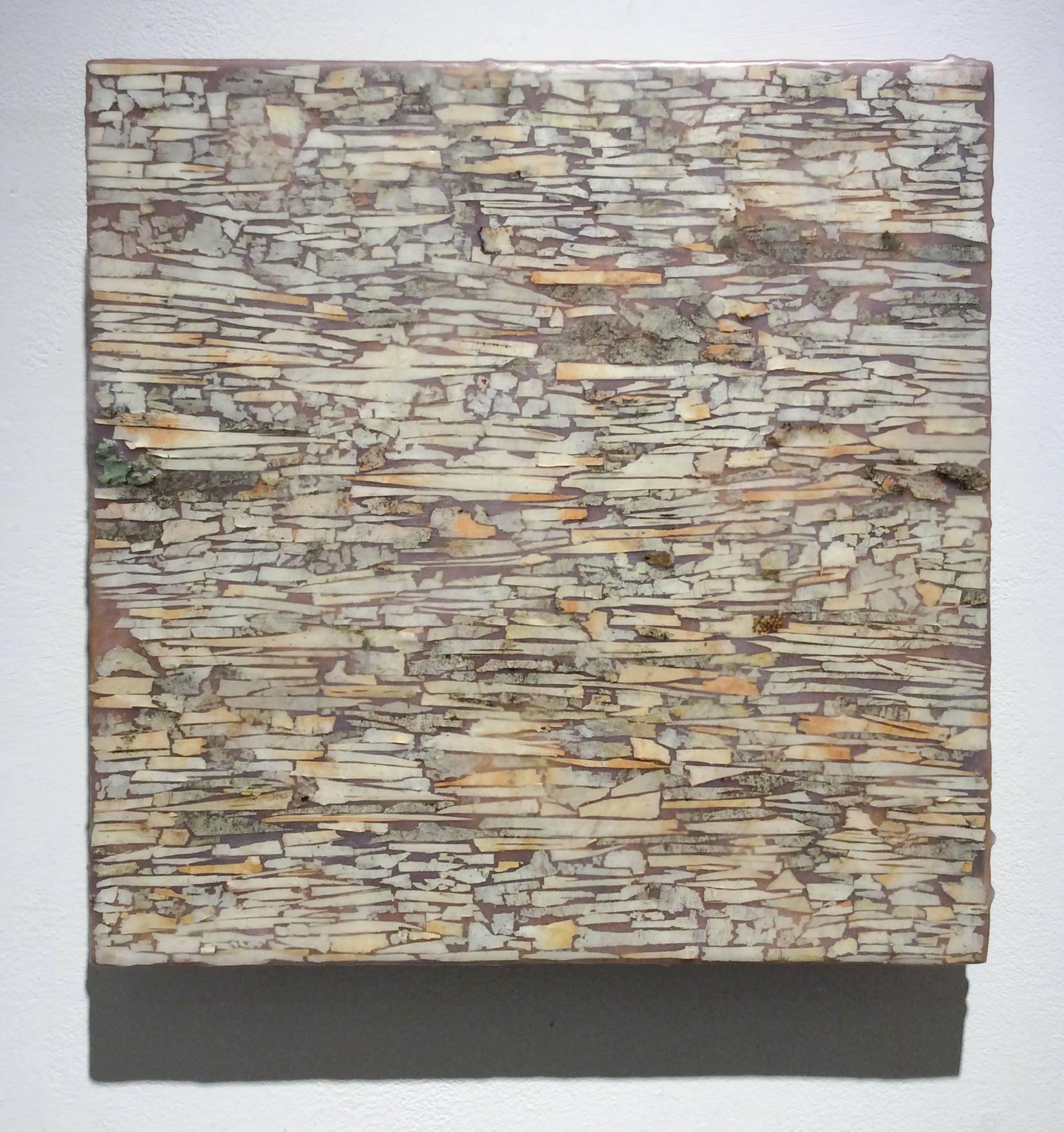Barking Up the Wrong Tree 2 (Abstract Encaustic Painting in Neutral Palette) - Brown Abstract Painting by Allyson Levy