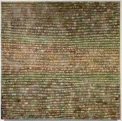 Chasmanthium Insignias: Abstract Encaustic Painting with Green, Earth Tones