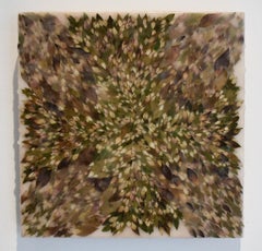 Euphorbic 9 : Peinture à l'encaustique abstraite avec matériaux mélangés verts organiques