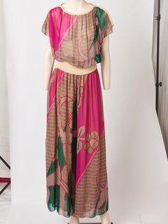 Alma 1970's Printed Silk Georgette Pyjama