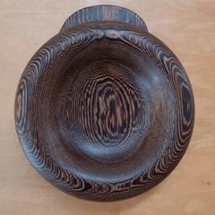 Alma Allen Wenge Wood Sculpture, Lathe Turned, Signed, Modern Design