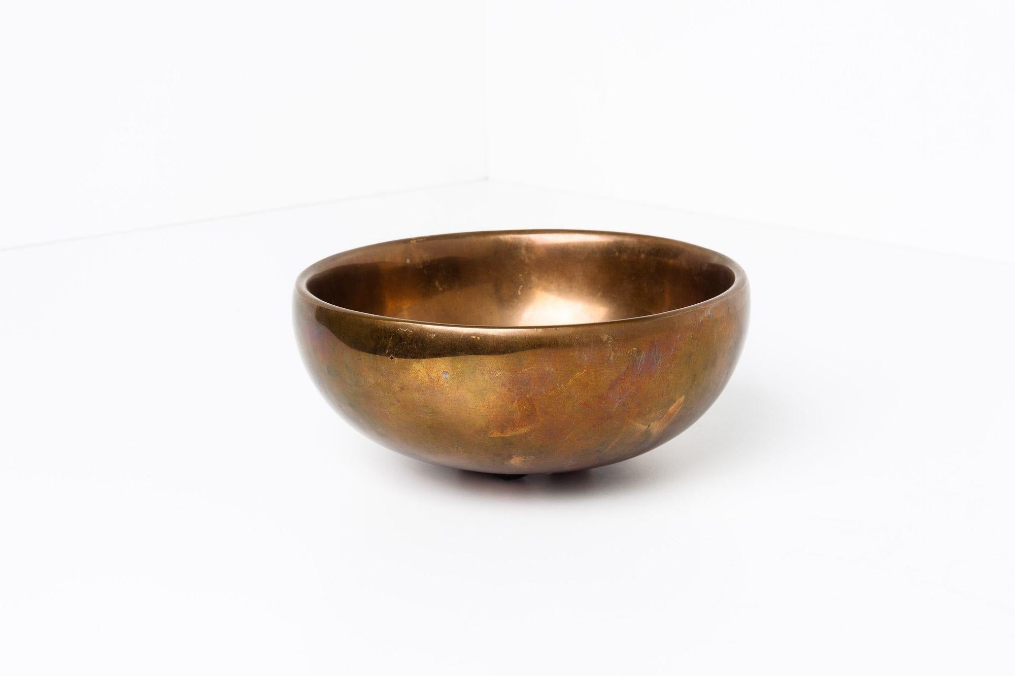 Cast Alma Allen Solid Bronze Footed Bowl For Sale
