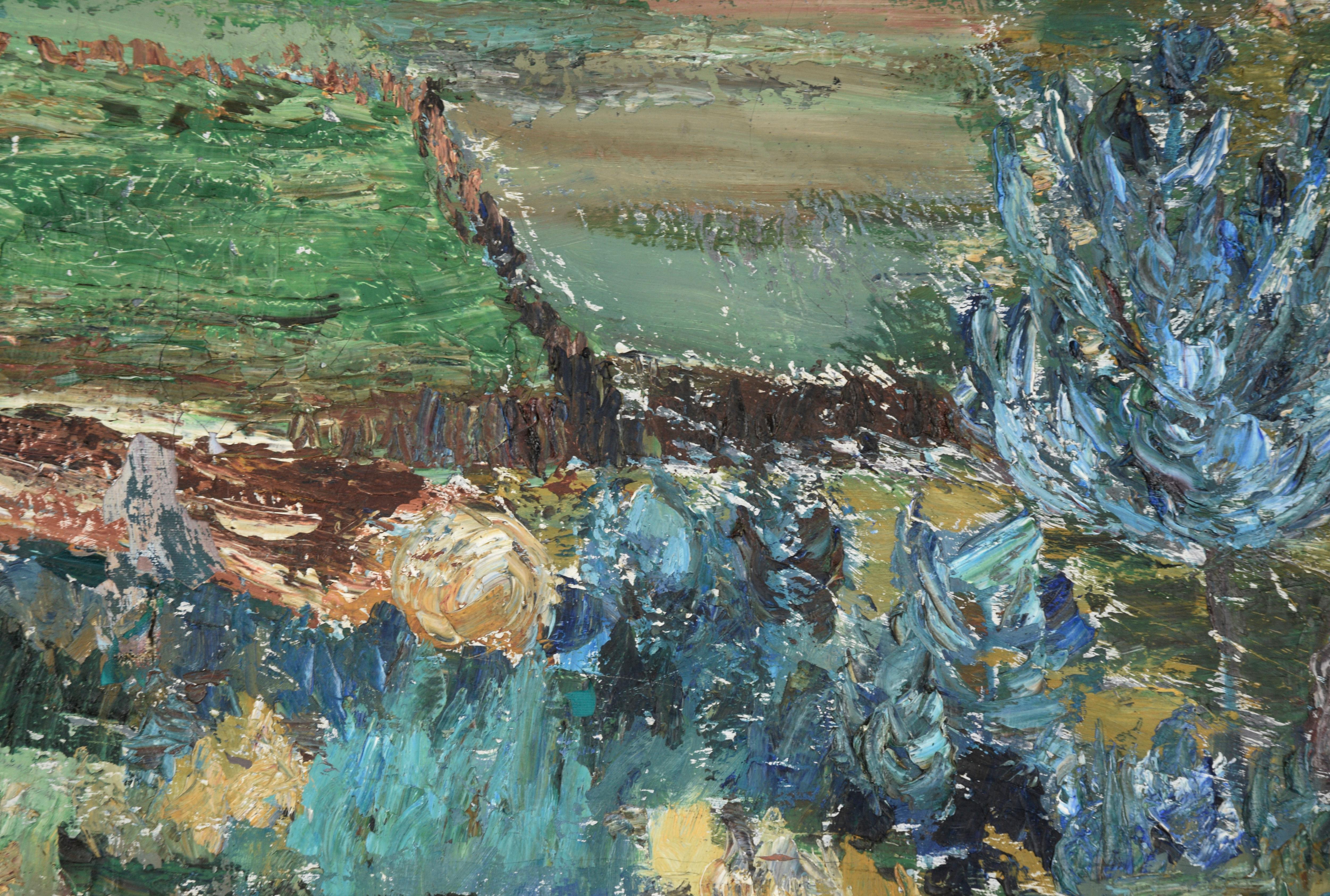 Looking Down at the Ranch, Abstract Expressionist Landscape  For Sale 5