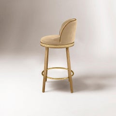 Alma Bar Stool, Natural Oak/Satin Brass/Dune