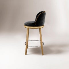 Alma Bar Stool, Natural Oak/Satin Nickel/Black