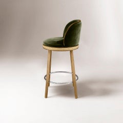 Alma Bar Stool, Natural Oak / Satin Nickel / Kiwi