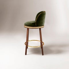 Tabouret de bar Alma, noyer naturel/laiton poli/Kiwi