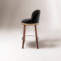 Alma Bar Stool, Natural Walnut/Polished Nickel/Black