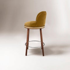 Alma Bar Stool, Natural Walnut/Polished Nickel/Dijon