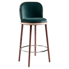 Alma Bar Stool, Natural Walnut/Polished Nickel/Duck