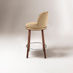Alma Bar Stool, Natural Walnut/Polished Nickel/Dune