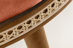 Alma Bar Stool, Natural Walnut/Satin Brass/Powder