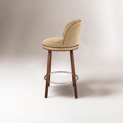 Alma Bar Stool, Natural Walnut/Satin Nickel/Dune