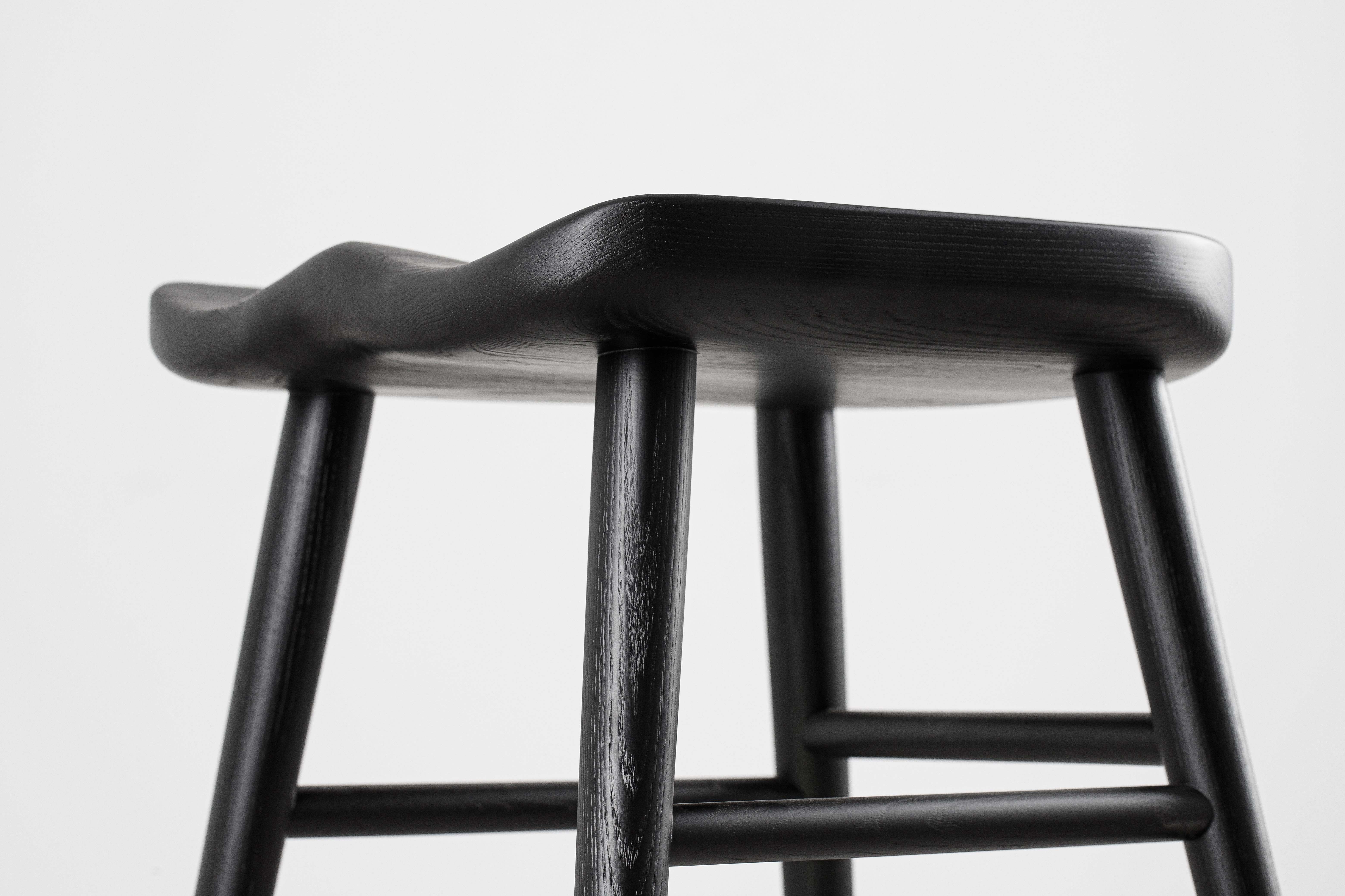 Alma Black Counter Ash Solid Wood Stool For Sale 1