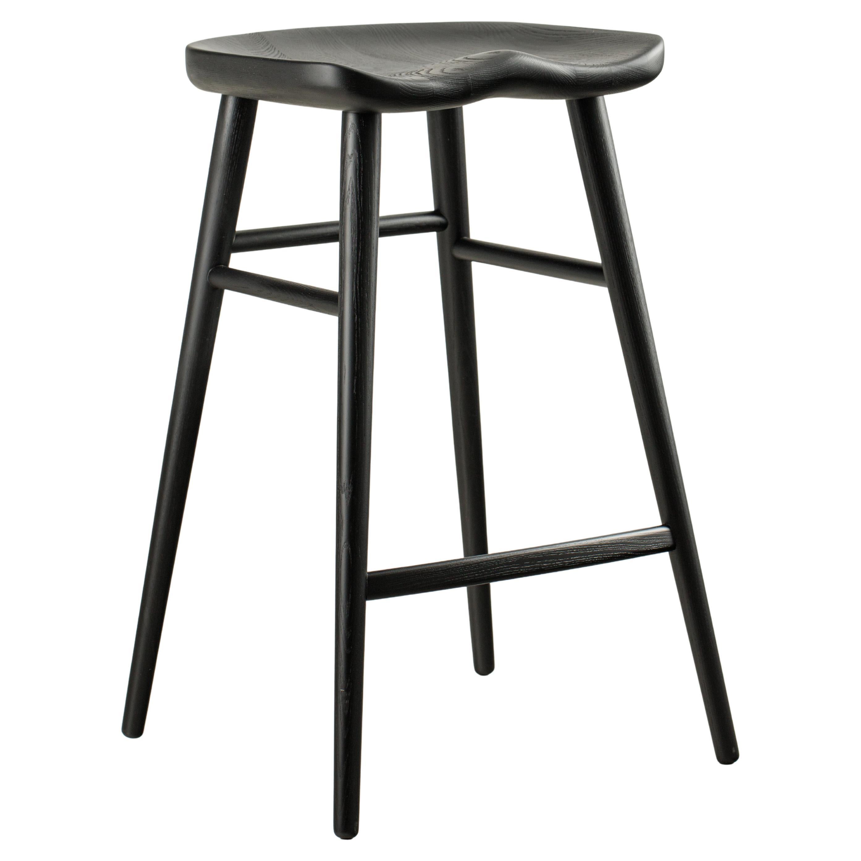 Alma Black Counter Ash Solid Wood Stool