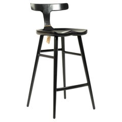 Alma Black Solid Wood Bar Chairs with Back
