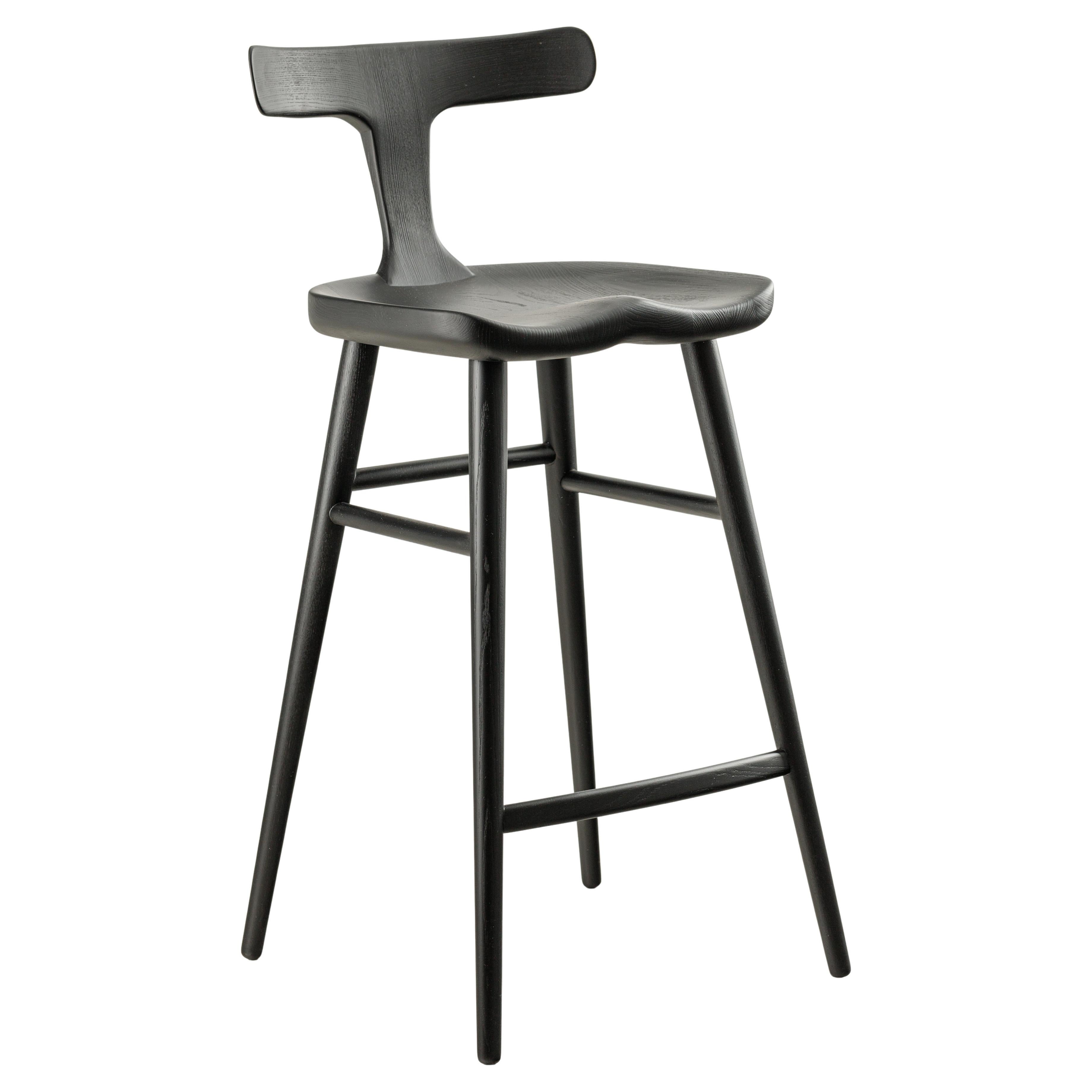 Anvil Black Solid Wood Bar Chairs with Back