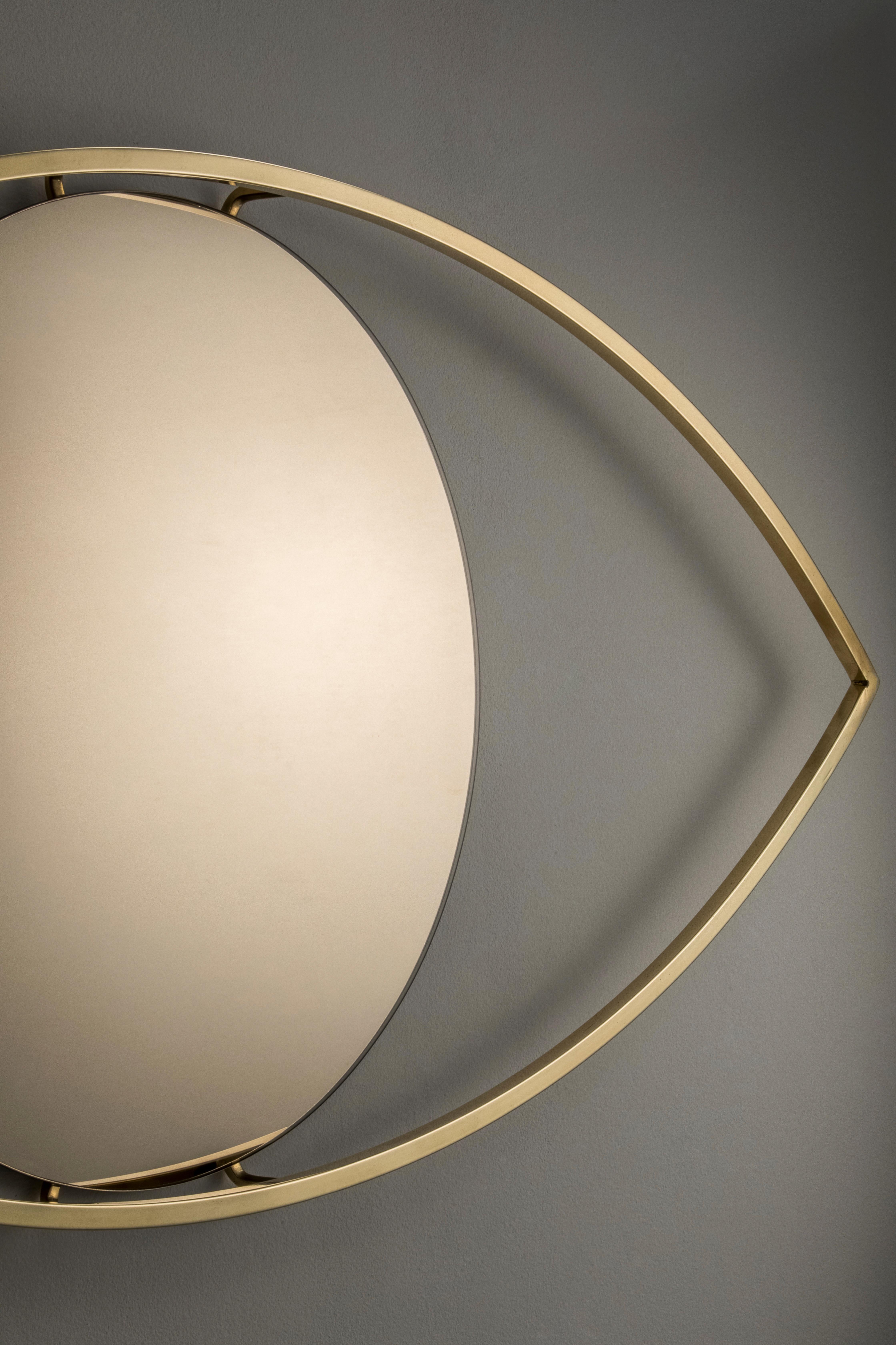 The Mirror Soul reflects the user in a positive, playful and mystical way. The piece can be used in multiple environments such as entrance hall, living rooms, dining room, lounges, bedroom, toilets. Its a handcrafted piece, made with polished brass