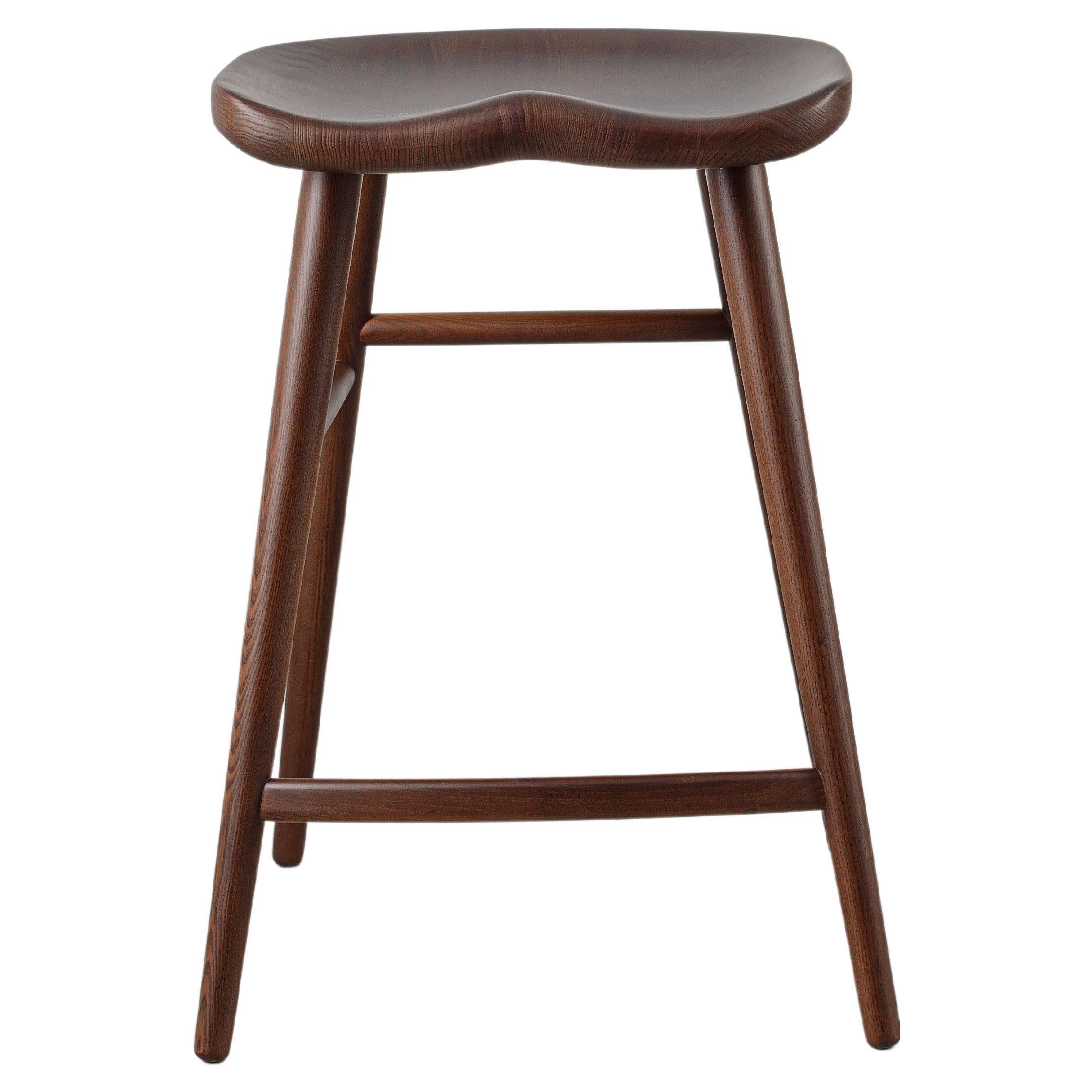 Alma Brown Counter Ash Solid Wood Stool For Sale at 1stDibs