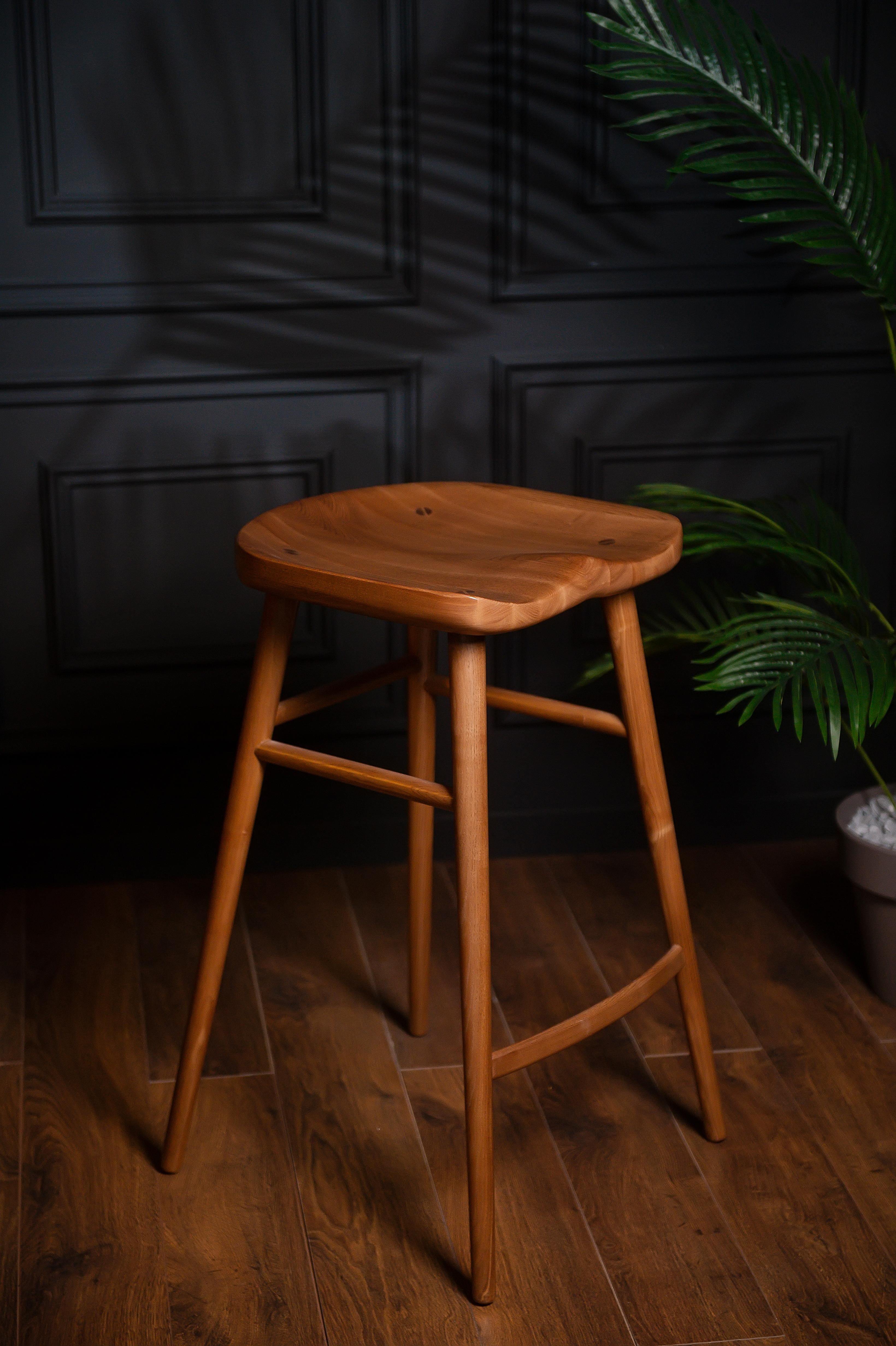 Alma Brown Solid Wood Bar Stool For Sale 4