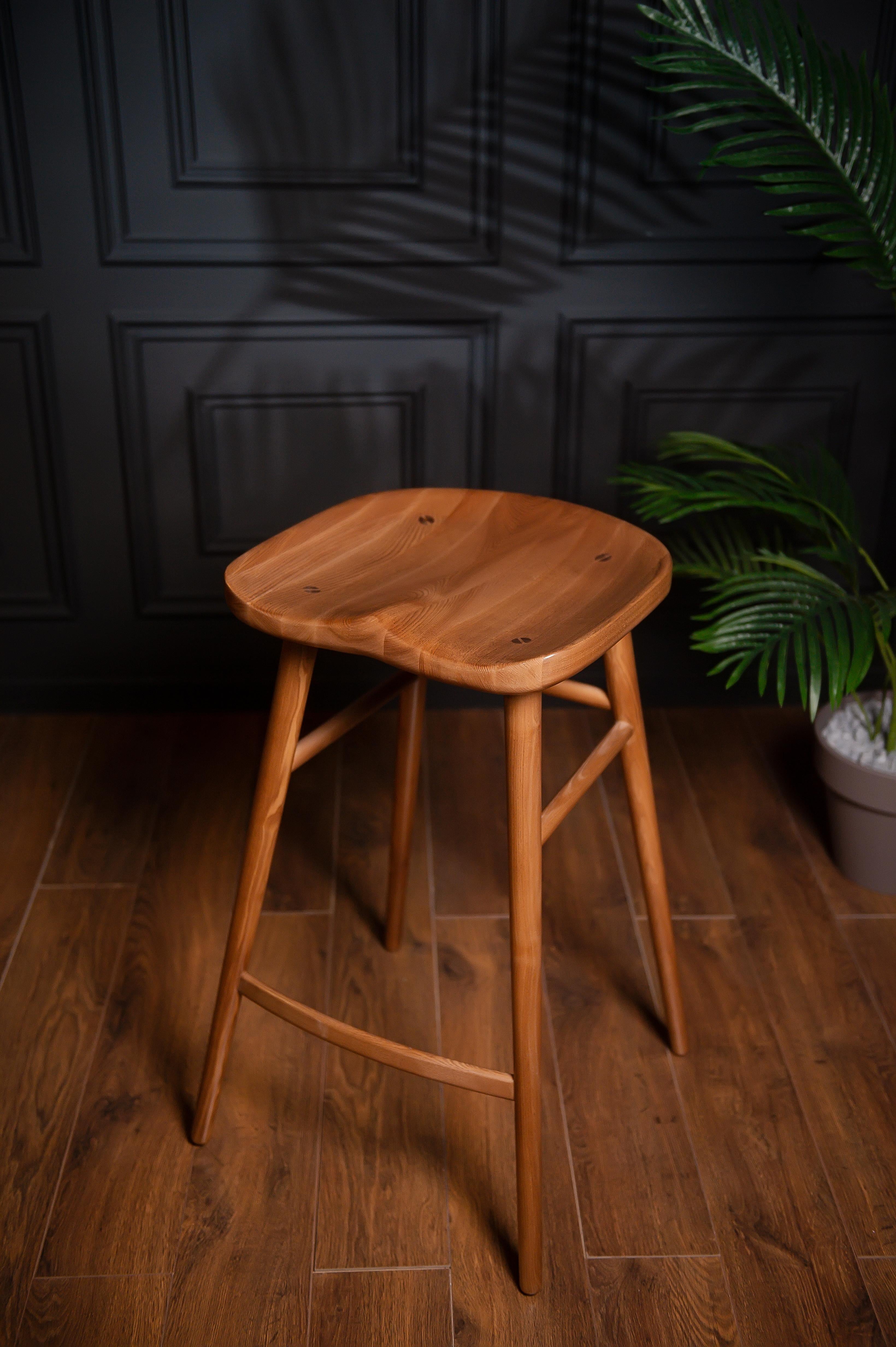 Alma Brown Solid Wood Bar Stool For Sale 1