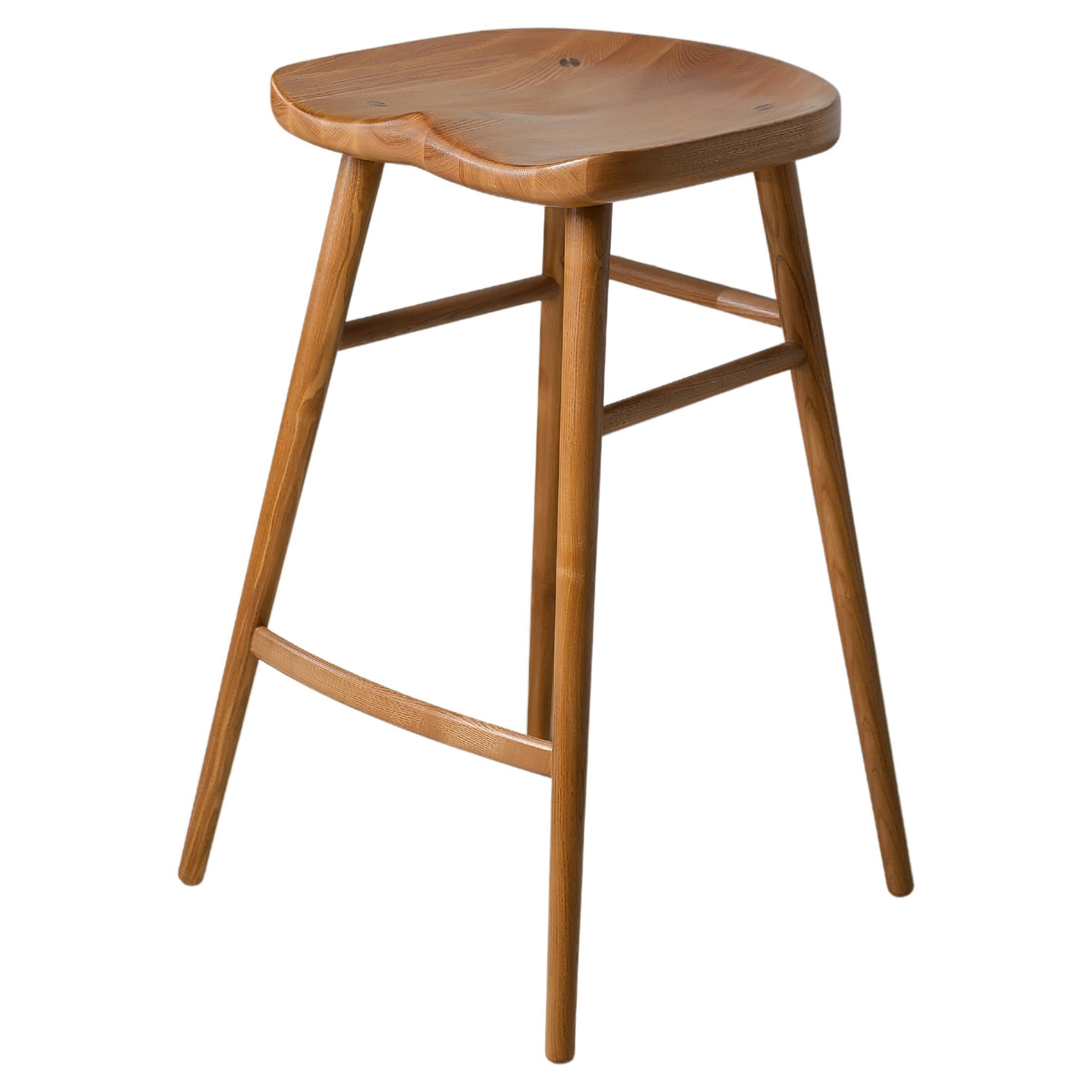 Alma Brown Solid Wood Bar Stool