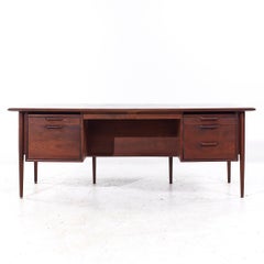 Alma Castilian Mid Century Walnut and Leather Executive Desk