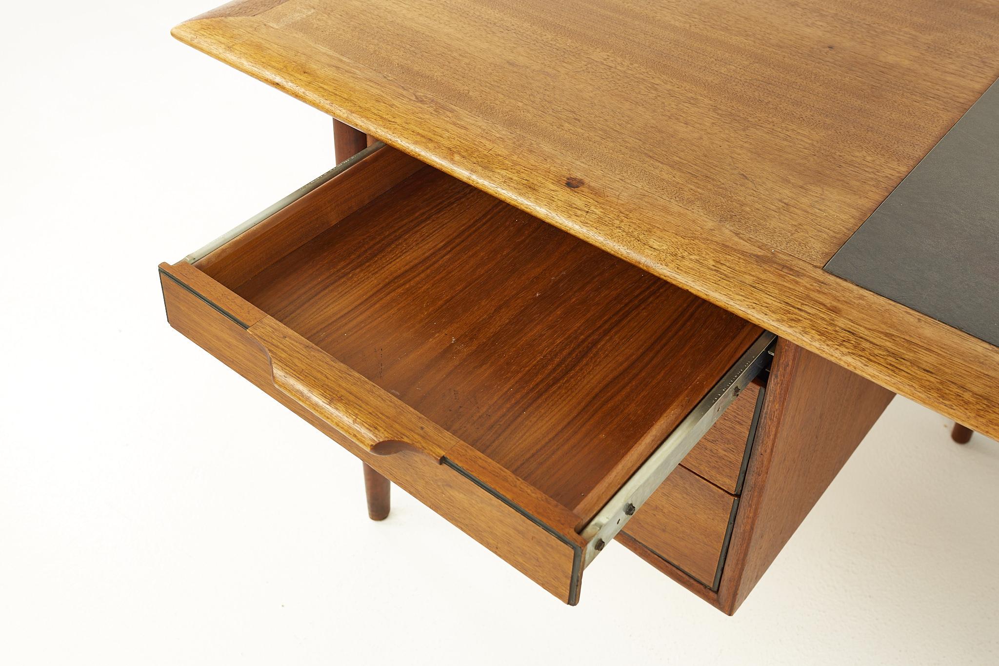 Alma Castilian Line Mid Century Walnut Executive Desk 4