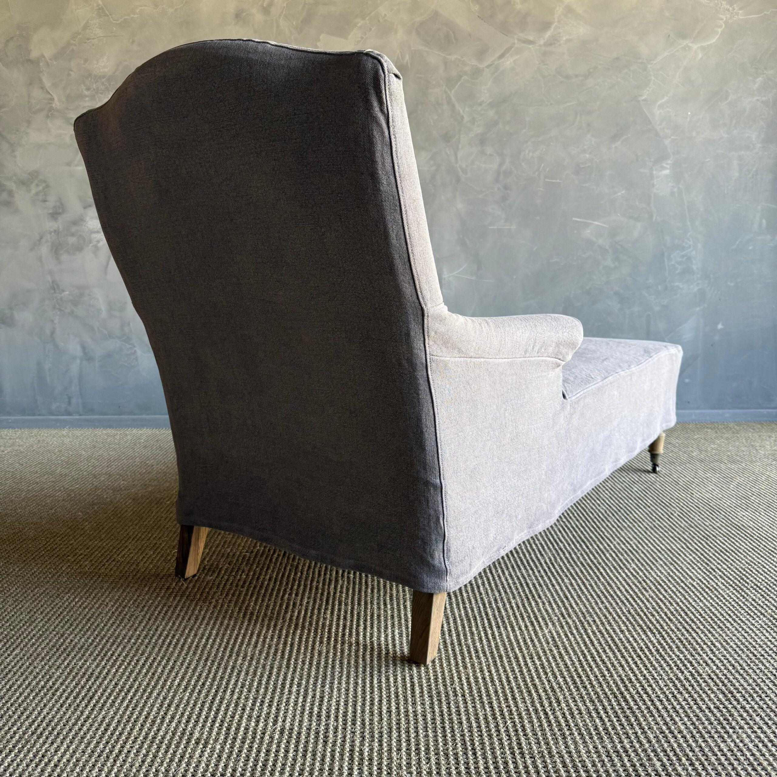 Chaise longue Alma recouverte de lin lavé à la pierre en vente 2