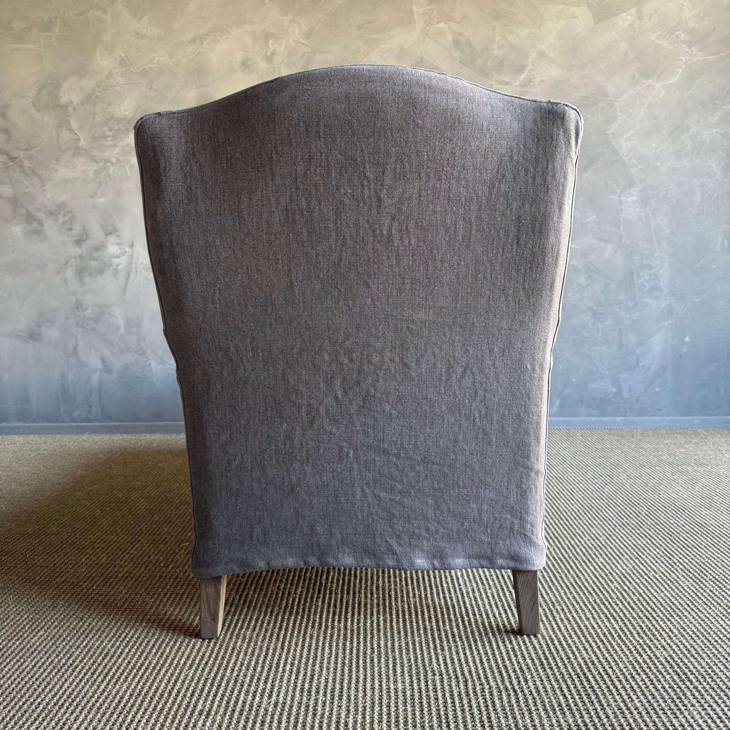 Chaise longue Alma recouverte de lin lavé à la pierre en vente 3