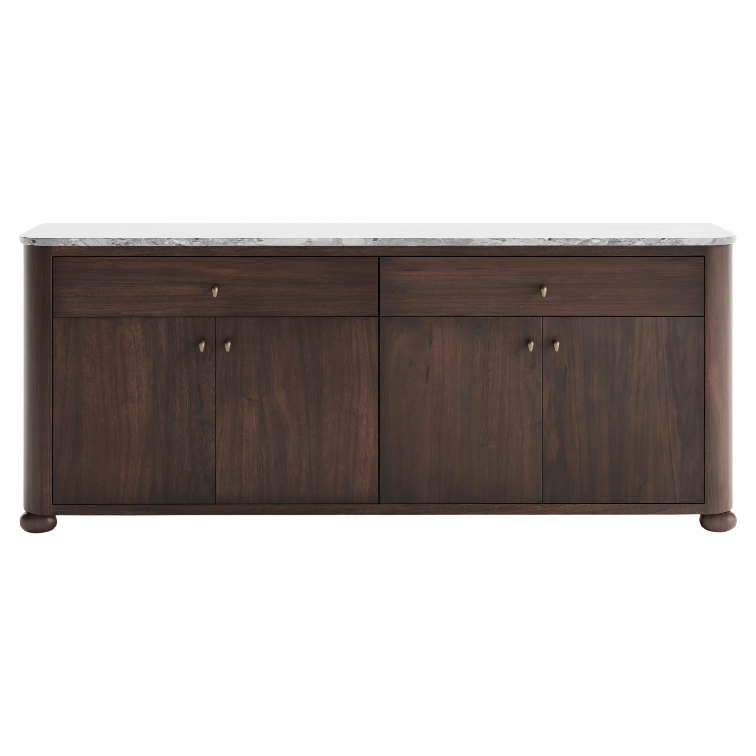 Alma Credenza, in noce scuro con marmo di Ceppo, di August Abode