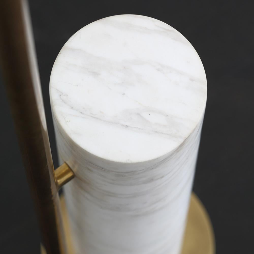 American Alma Pharmacy Floor Lamp in Burnished Brass & White Marble by Kelly Wearstler