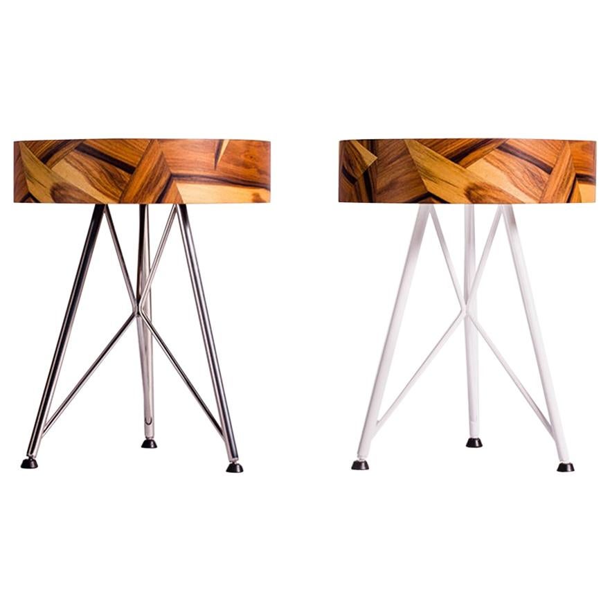 Alma Geometric Contemporary Rosewood Stool or Auxiliary Table