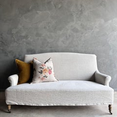 Divano con rivestimento in lino Alma con gambe in Oak Oak bianco e rotelle