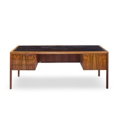 Alma Mid Century Rosewood and Leather Executive Desk