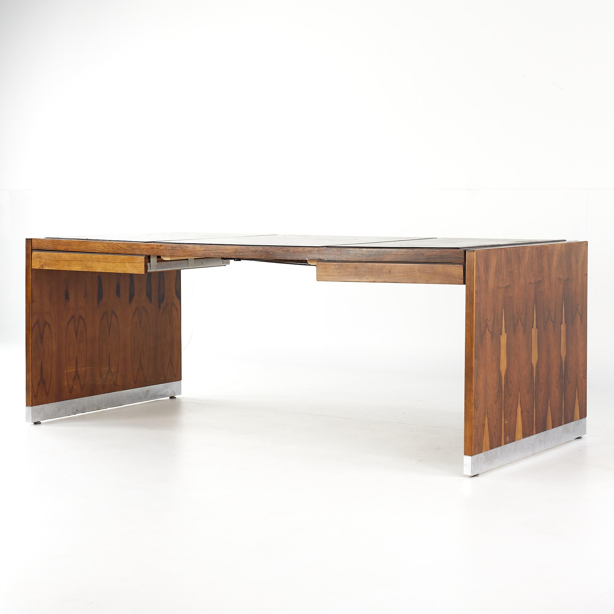 Mid-Century Modern Alma Mid Century Rosewood and Leather Executive Desk