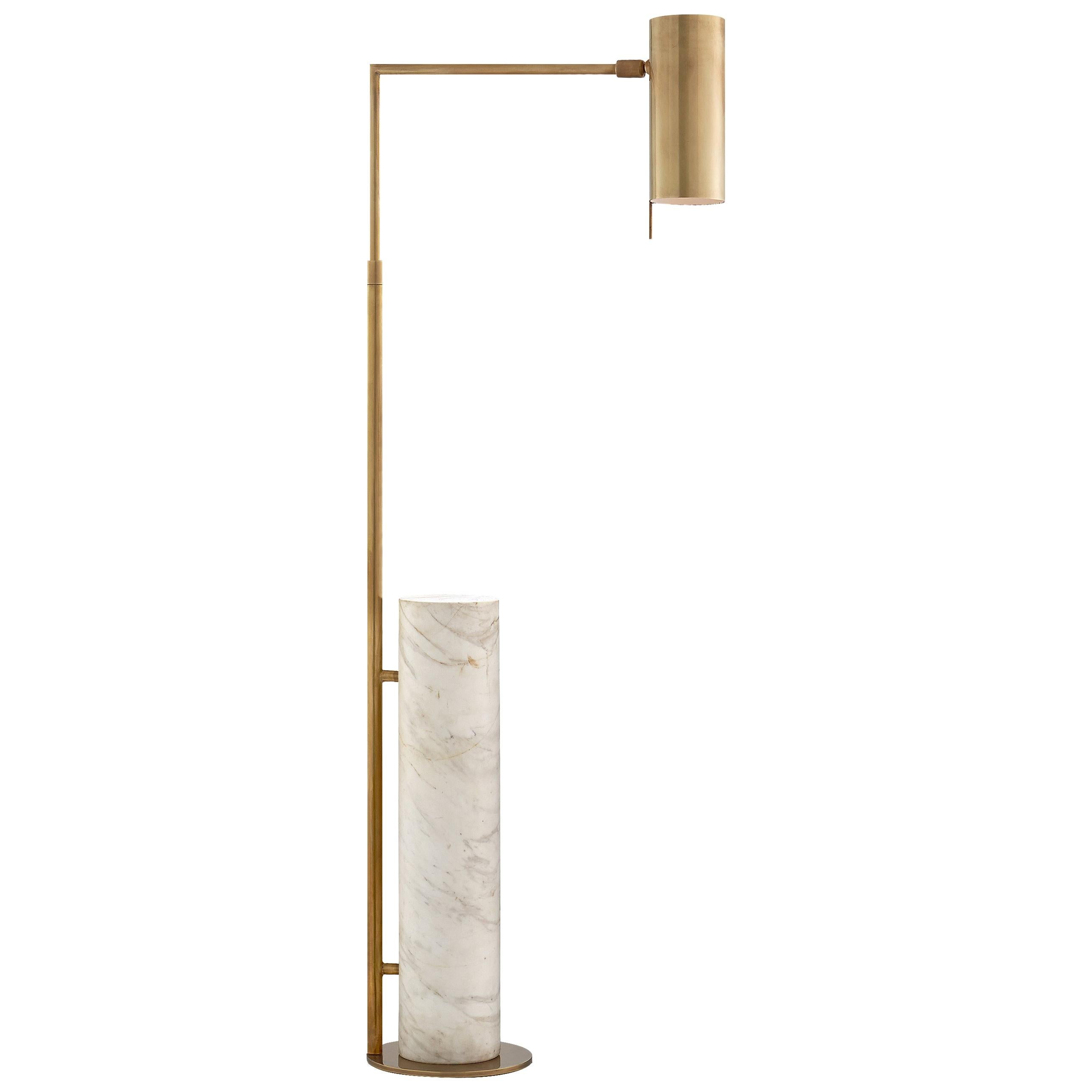 Alma Pharmacy Floor Lamp in Burnished Brass & White Marble by Kelly Wearstler