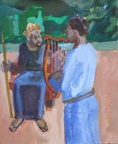 David joue de son harpe pour le roi Saul enflammé