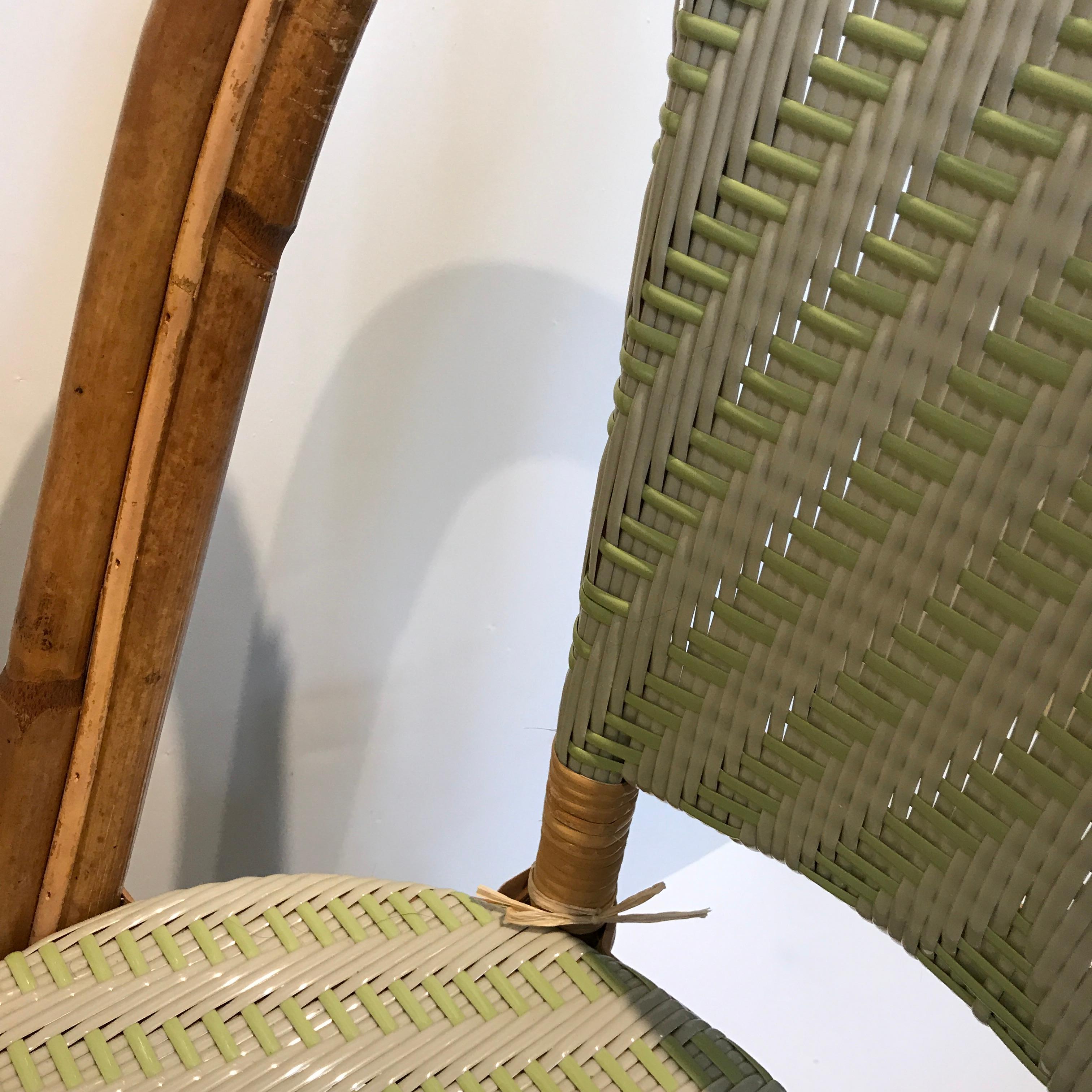 Woven Alma Side Chairs, Mint and Putty Weave For Sale