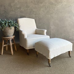 Alma Slip Covered Ottoman ~ Greige