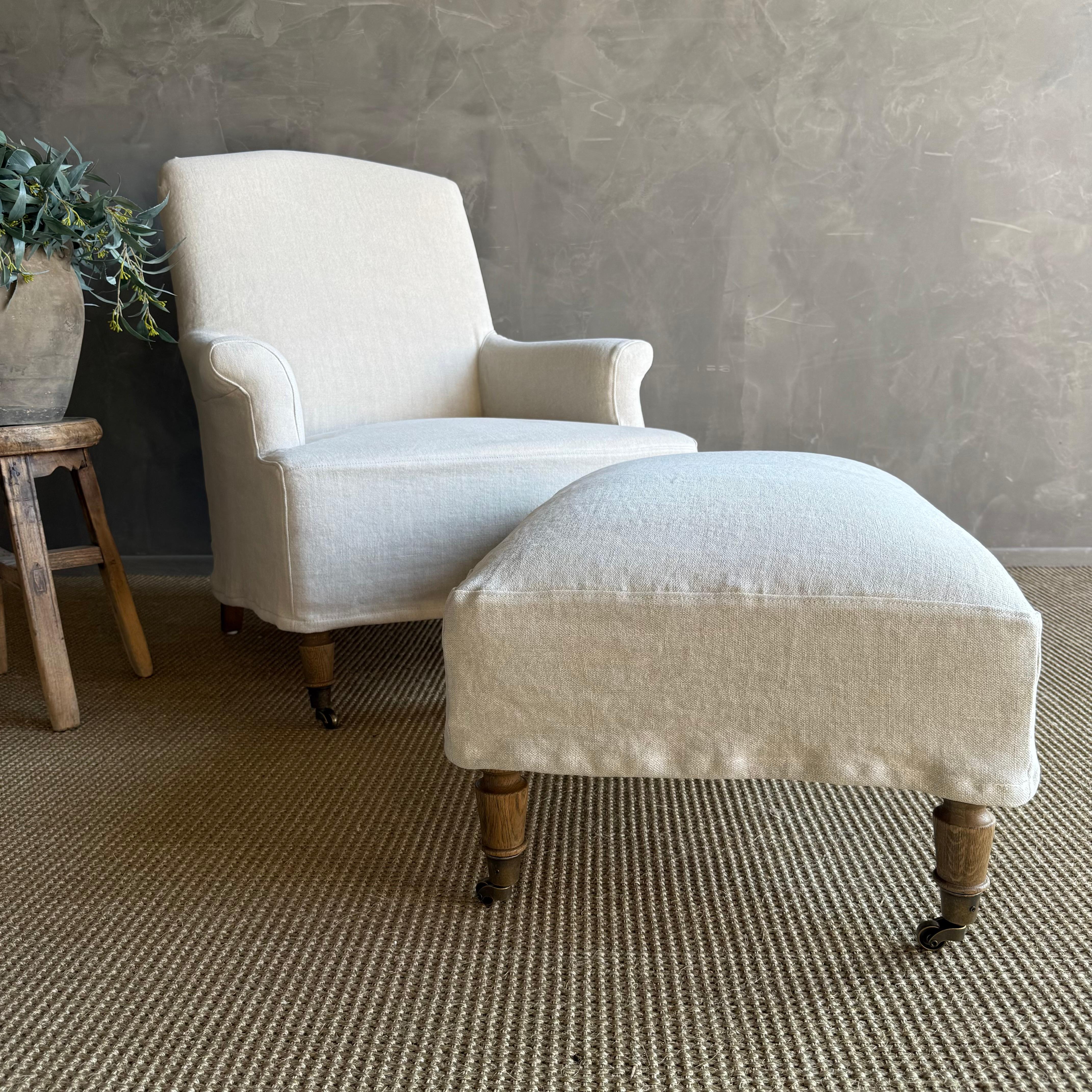 Otomana Tapizada Alma ~ Beige Lino en venta