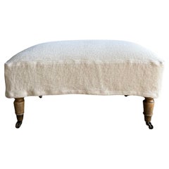 Alma Slip Covered Ottoman ~ Greige