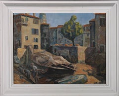 Alma W. Bass - Óleo de mediados del siglo XX, Fin de la jornada de pesca