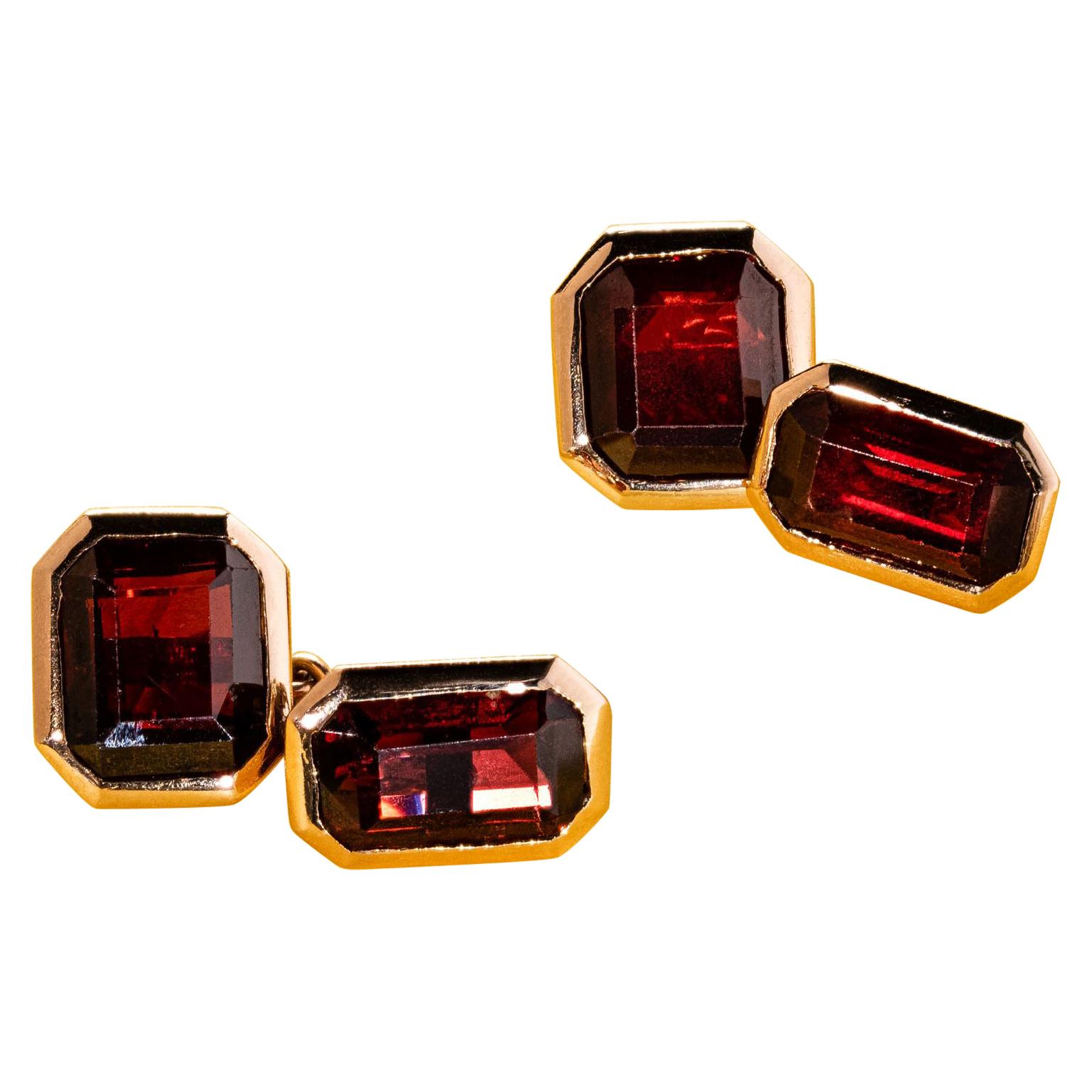 Almandine Garnet Gold Cufflinks For Sale