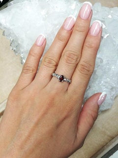 Almandine Garnet Silver Ring Garnet Gemstone tiny ring gift