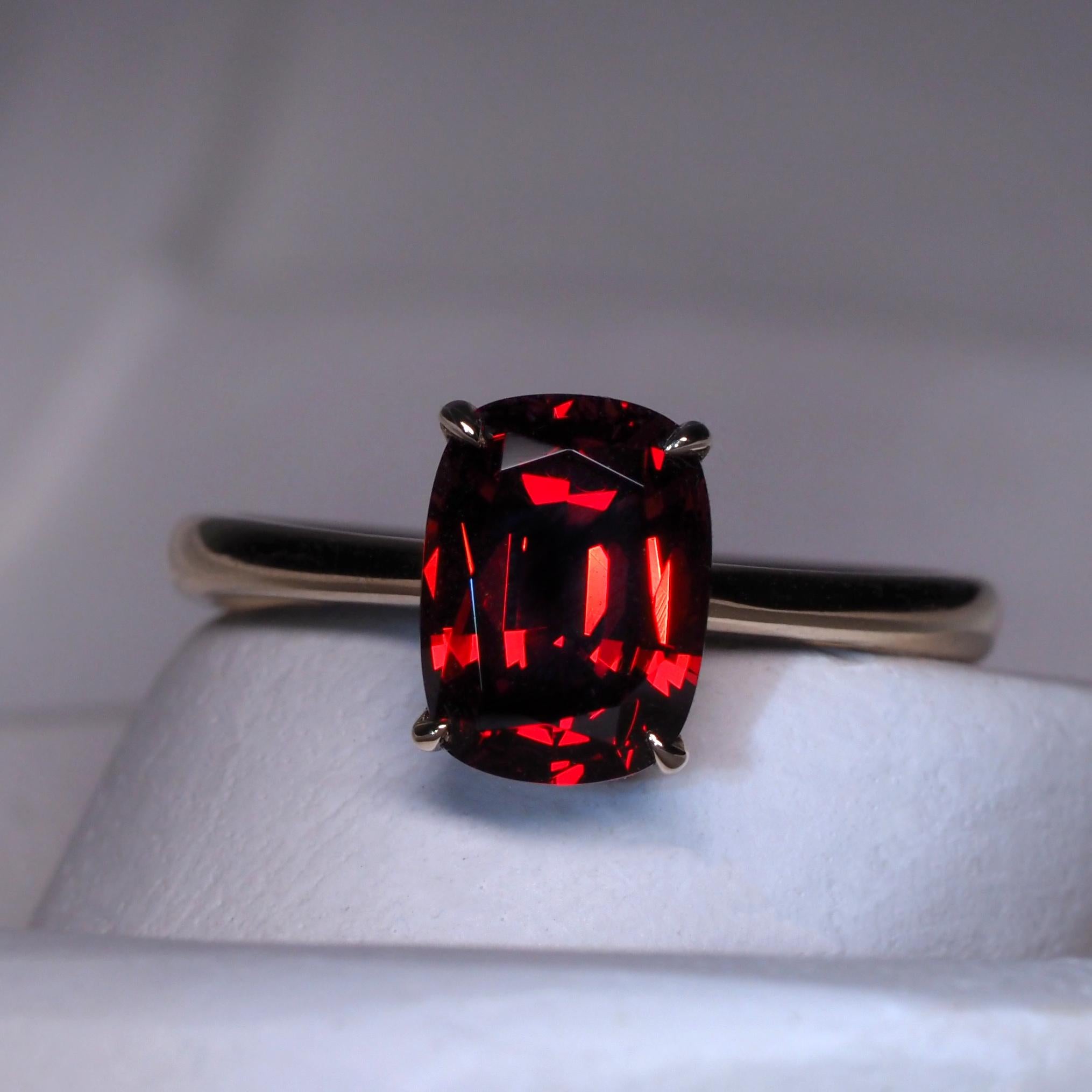 Artisan Almandine Red Garnet Ring Gold Engagement Ring For Sale