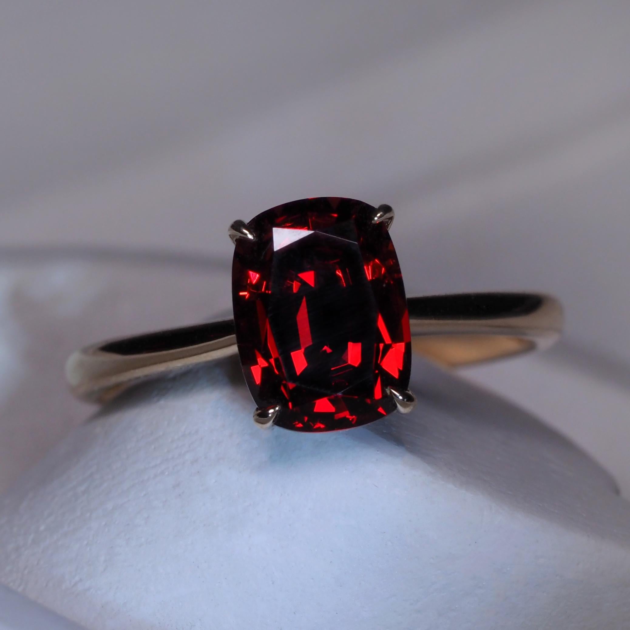 Mixed Cut Almandine Red Garnet Ring Gold Engagement Ring For Sale