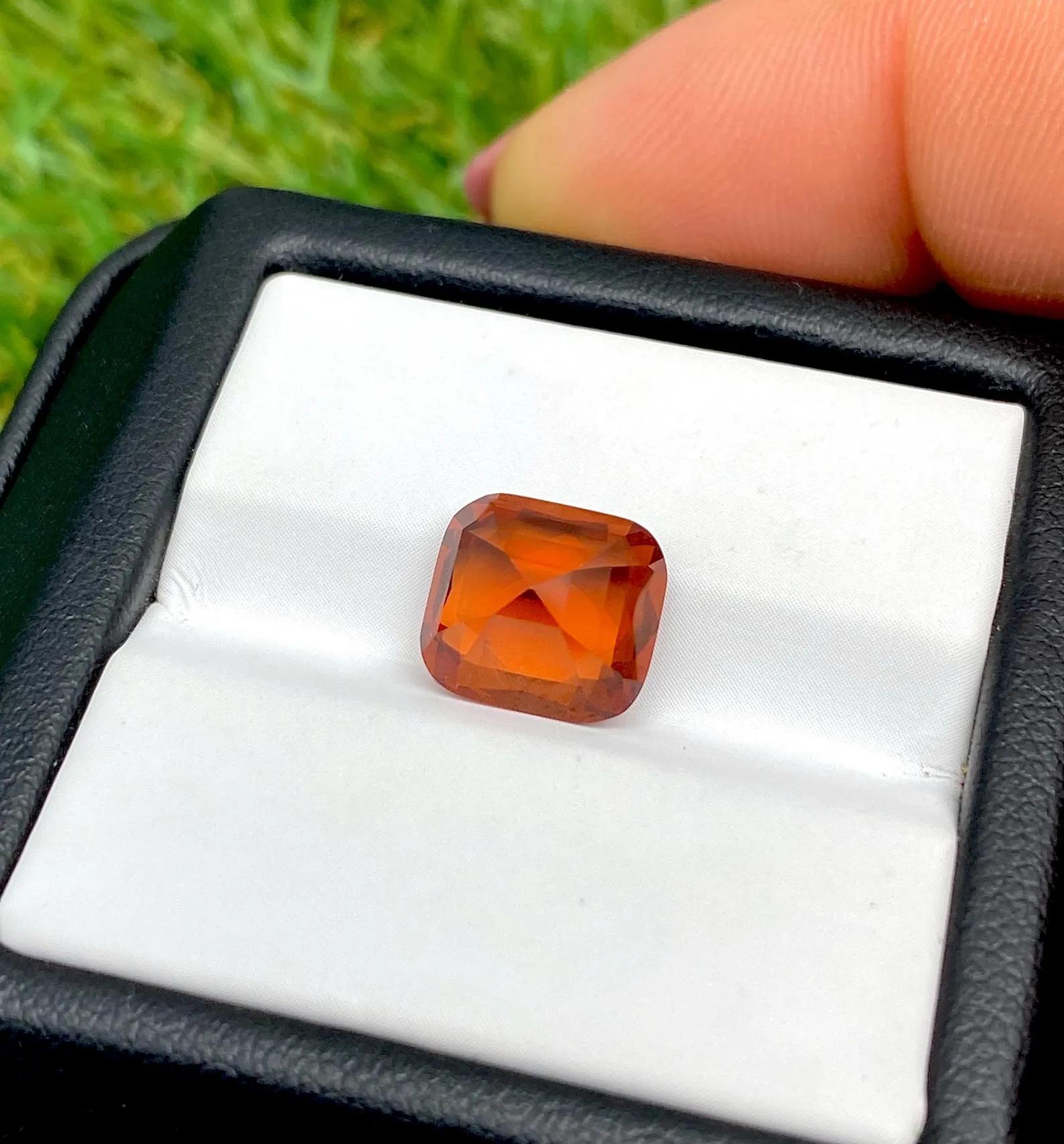 Almandin-Spessartin-Granat 4,57ct natürlicher Edelstein, Kissenschliff, Zertifikat im Angebot 6