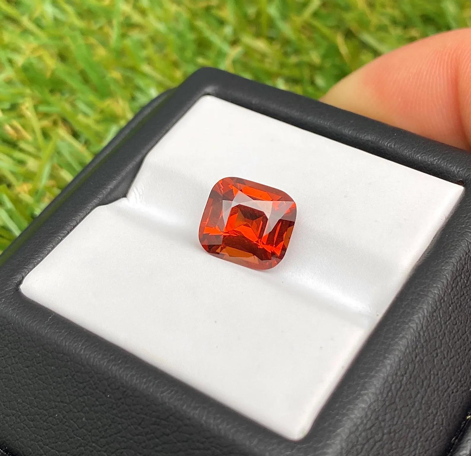Almandin-Spessartin-Granat 4,57ct natürlicher Edelstein, Kissenschliff, Zertifikat im Angebot 4