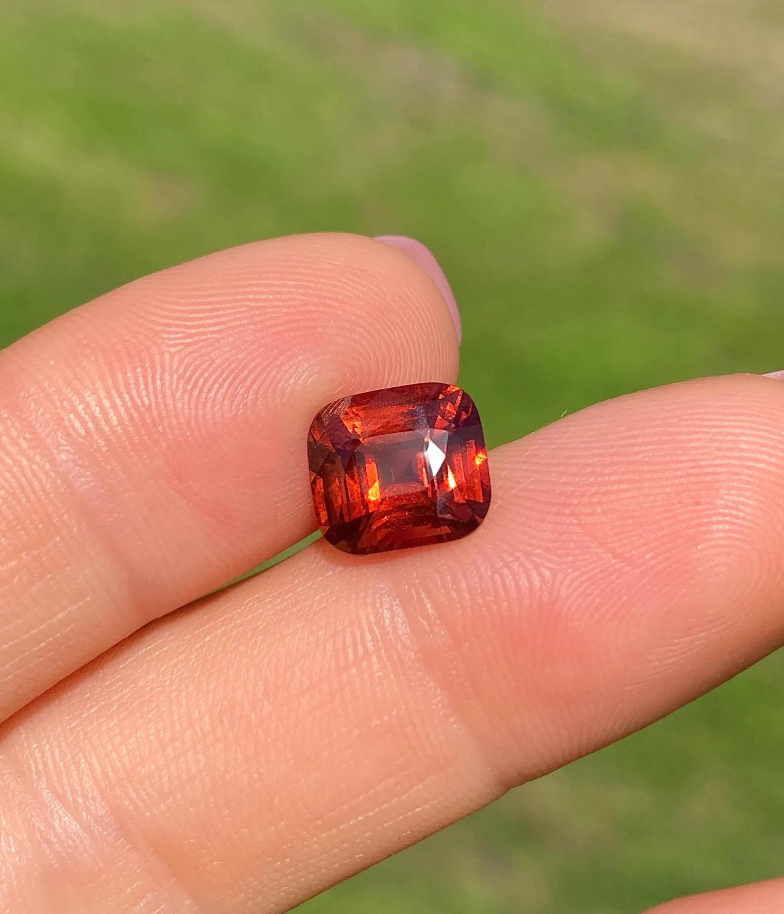 Almandin-Spessartin-Granat 4,57ct natürlicher Edelstein, Kissenschliff, Zertifikat im Angebot 5